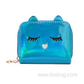 New Arrival Cute Eyelash Waterproof Laser Leather Women Wallet Travel Card Holder Purse Coin Wallet Woman